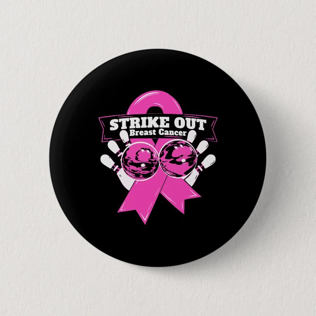 Breastkrebs-Bewusstseinsbildung für Bowling bekämp Button (Vorderseite)