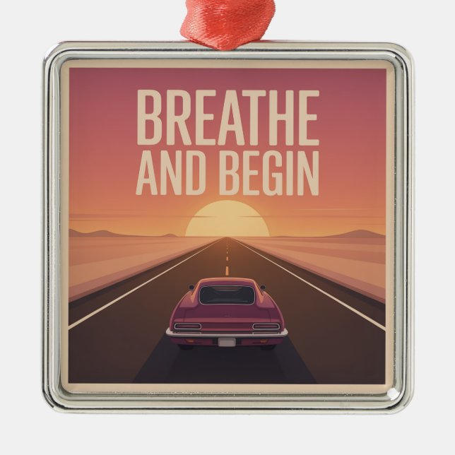 Breathe And Begin Ornament Aus Metall (Vorne)