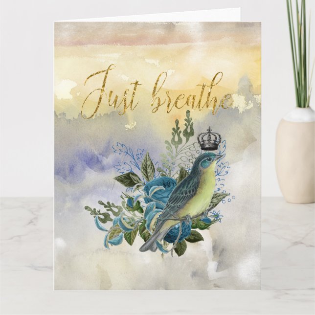 Breathe Blue Bird Collage Karte (Vorderseite)