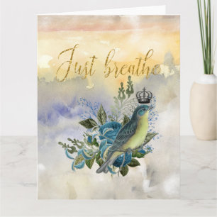 Breathe Blue Bird Collage Karte