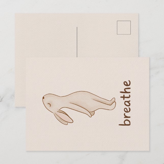 Breathe Bunny Minimalist Postcard Einladungspostkarte (Vorne/Hinten)