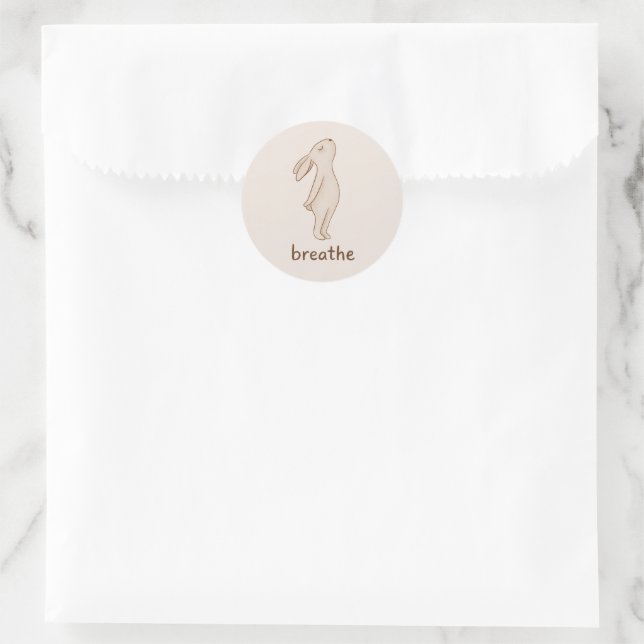 Breathe Bunny Round Sticker (Tasche)