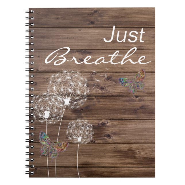 Breathe Dandelions Butterfly Wood Notizblock (Vorderseite)