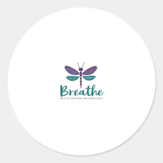 Breathe Dragonfly Suicide Prevention mental health Runder Aufkleber (Vorderseite)