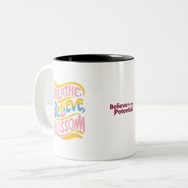 Breathe Glaube Blossom | Inspirierend Zweifarbige Tasse (Vorderseite Links)