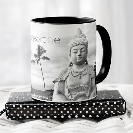 Breathe Hawaii Buddha Schwarz-weißes Foto Tasse
