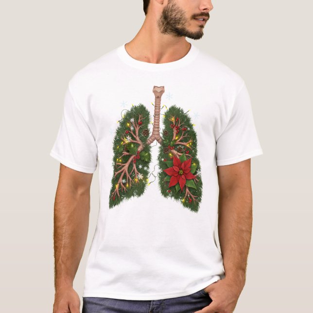 Breathe In the Season – Floral Lungs Christmas T-Shirt (Vorderseite)