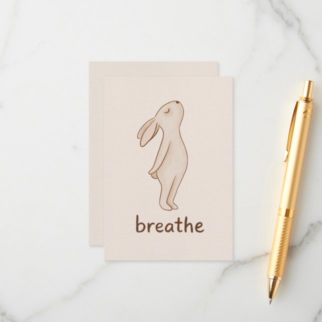 Breathe Minimal Bunny Encouragement Card Begleitkarte (Vorderseite/Rückseite Beispiel)