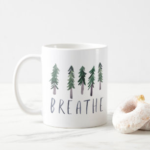 BREATHE Pine Tree Wald Wasserfarbe Kaffeetasse