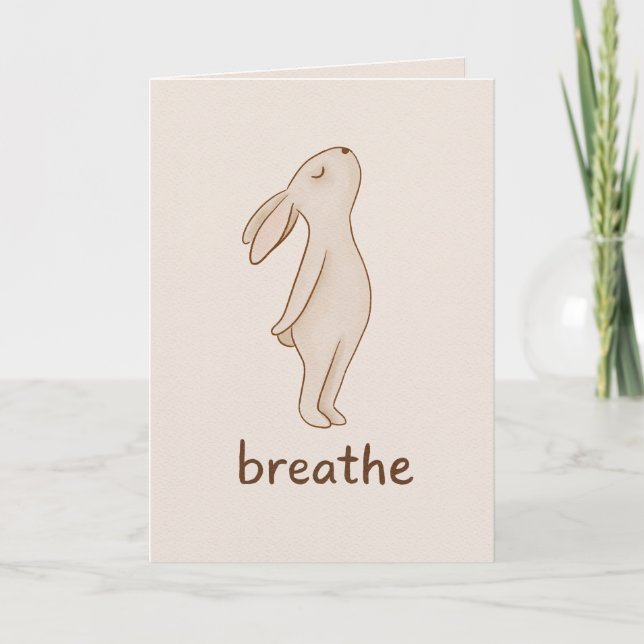 Breathe Rabbit Encouragement Card Dankeskarte (Vorderseite)