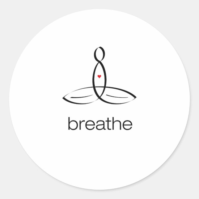 Breathe - Schwarzer Regular Stil Runder Aufkleber (Vorderseite)