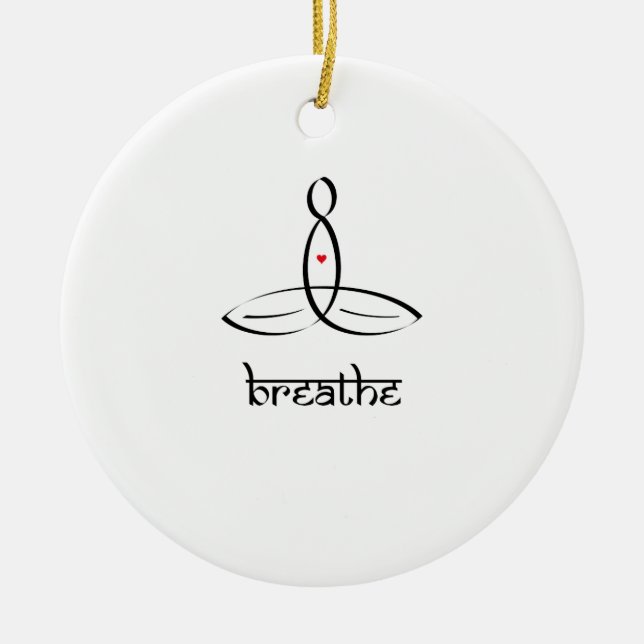Breathe - Schwarzer Sanskrit-Stil Keramikornament (Vorne)