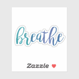 Breathe Zitat Blue Watercolor Inspiration Yoga Aufkleber
