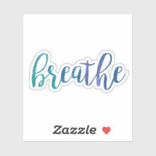 Breathe Zitat Blue Watercolor Inspiration Yoga Aufkleber