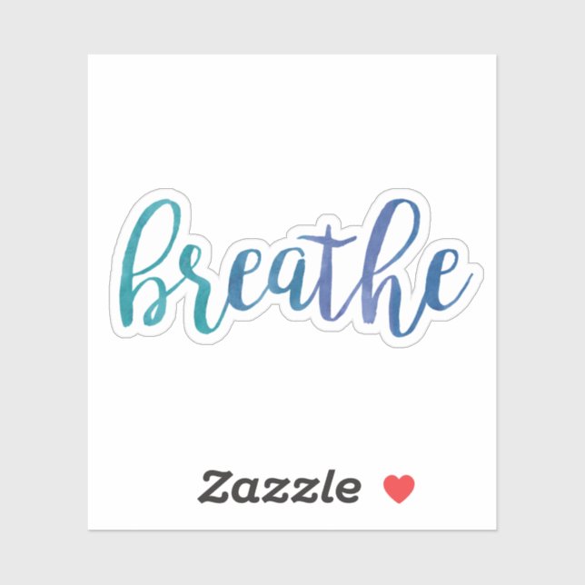 Breathe Zitat Blue Watercolor Inspiration Yoga Aufkleber (Blatt)