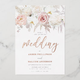 Breathtaking Rose Gold & Blush Floral Wedding Real Folieneinladung