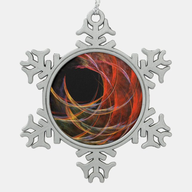 Brechen der Abstrakten Kunst des Kreises Schneeflocken Zinn-Ornament (Vorderseite)