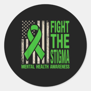 Brechen Sie die Stigma Green Ribbon Mental Health  Runder Aufkleber