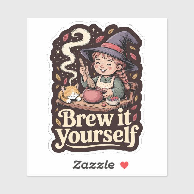 Brecht es dir selbst - Gemütliche Hütte Hexe Aufkleber (Blatt)