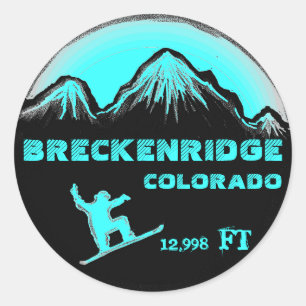 Breckenridge Colorado aquamarine Snowboard-Kunst A Runder Aufkleber