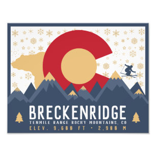 Breckenridge Colorado Flag Mountain Ski Souvenir Fotodruck