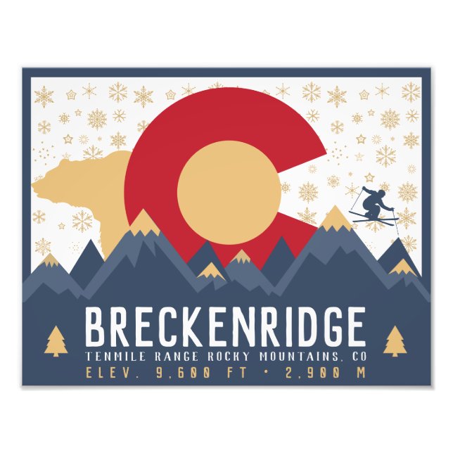 Breckenridge Colorado Flag Mountain Ski Souvenir Fotodruck (Vorne)