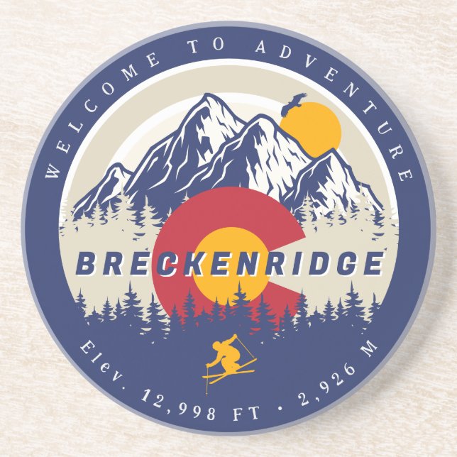 Breckenridge Colorado Flag Mountain Ski Souvenir Getränkeuntersetzer (Vorne)
