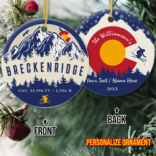 Breckenridge Colorado Flag Mountain Ski Souvenir Keramik Ornament