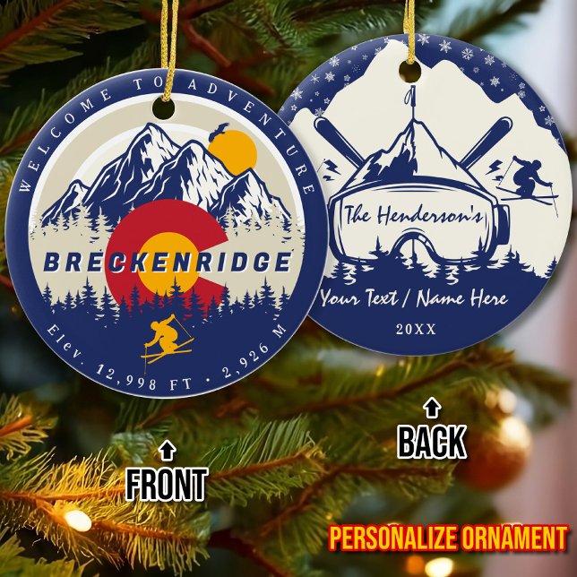 Breckenridge Colorado Flag Mountain Ski Souvenir Keramik Ornament (Von Creator hochgeladen)