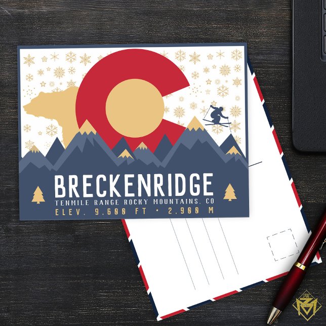 Breckenridge Colorado Flag Mountain Ski Souvenir Postkarte (Von Creator hochgeladen)
