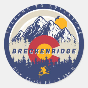 Breckenridge Colorado Flag Mountain Ski Souvenir Runder Aufkleber