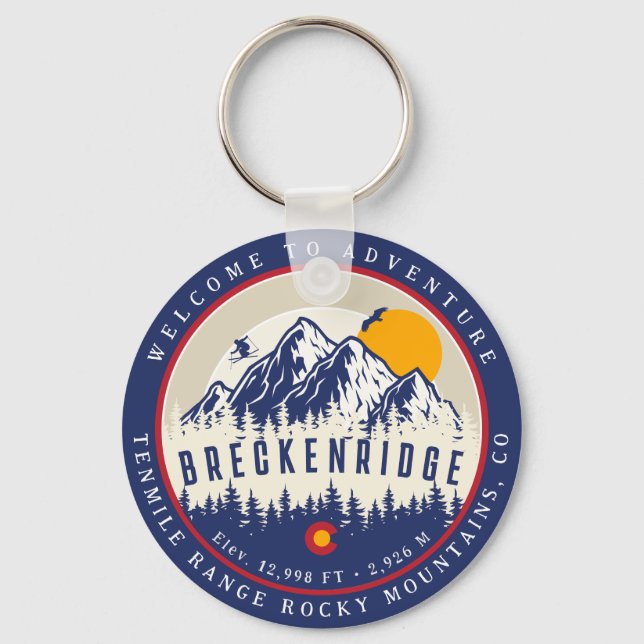 Breckenridge Colorado Flag Mountain Ski Souvenir Schlüsselanhänger (Vorderseite)