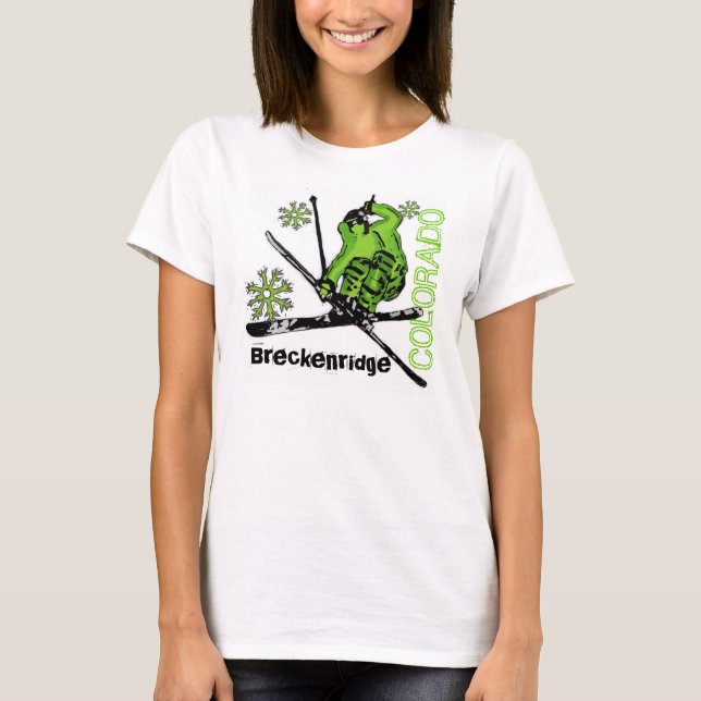Breckenridge Colorado Green Theme Ladys Skitee T-Shirt (Vorderseite)