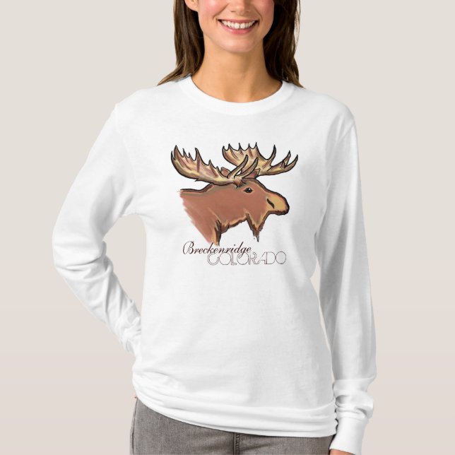 Breckenridge Colorado Ladys Brown Elche Shirt (Vorderseite)