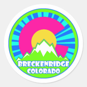 Breckenridge Colorado Neon Gebirgsaufkleber Runder Aufkleber