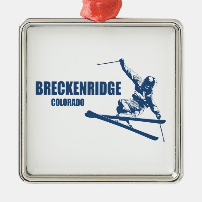 Breckenridge Colorado Skier Ornament Aus Metall (Vorne)