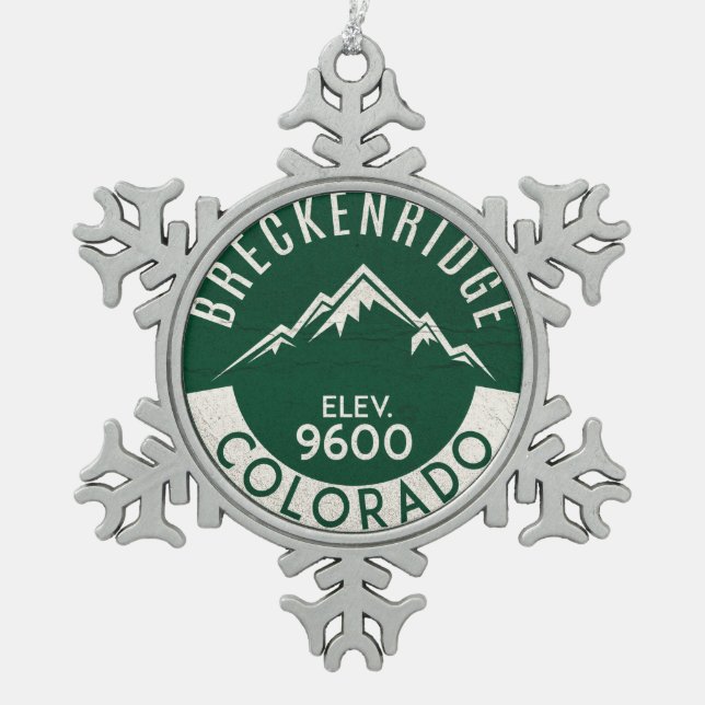 Breckenridge Colorado Skifahren Schneeflocken Zinn-Ornament (Vorderseite)