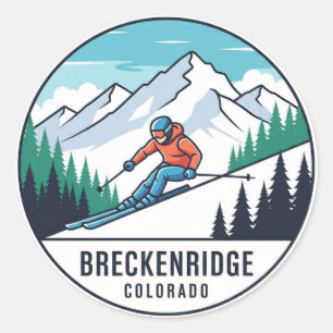Breckenridge Colorado Skifahrer Runder Aufkleber