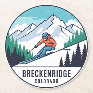 Breckenridge Colorado Skifahrer Runder Pappuntersetzer