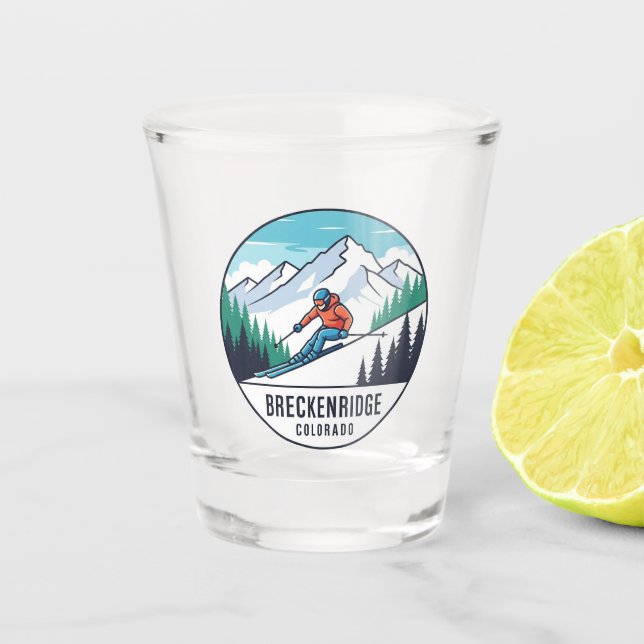 Breckenridge Colorado Skifahrer Schnapsglas (Vorderseite)