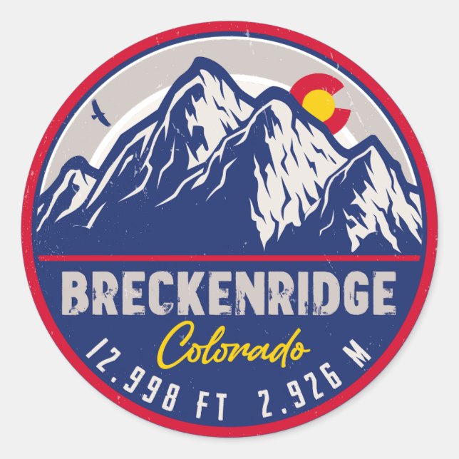 Breckenridge Colorado Skiwandern Souvenir Runder Aufkleber (Vorderseite)