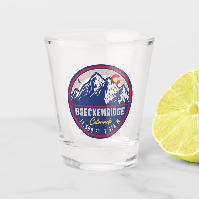 Breckenridge Colorado Skiwandern Souvenir Schnapsglas (Vorderseite)