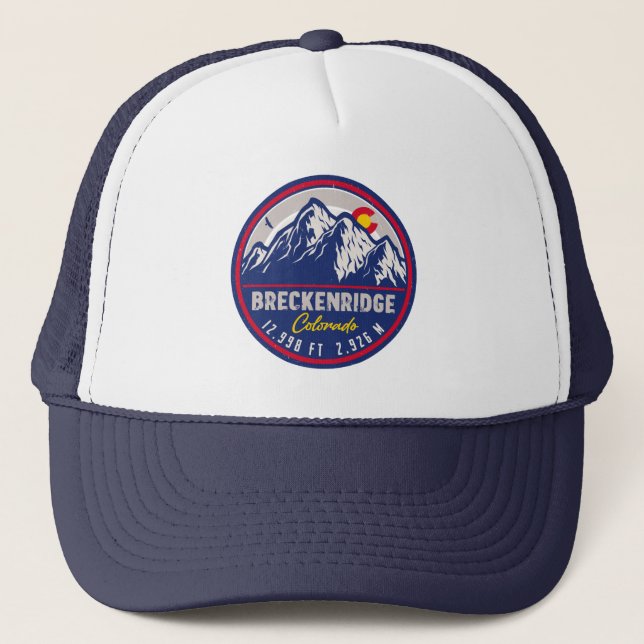 Breckenridge Colorado Skiwandern Souvenir Truckerkappe (Vorderseite)