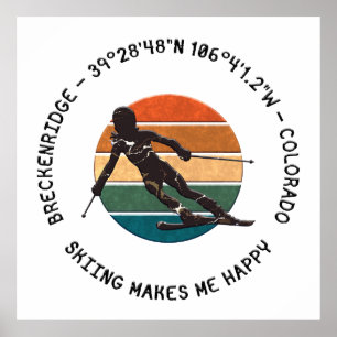 Breckenridge, Colorado - weiblicher Skier, schwarz Poster