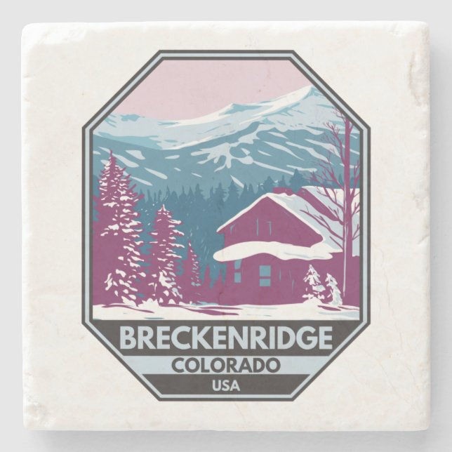 Breckenridge Colorado Winter Skigebiet Steinuntersetzer (Vorderseite)