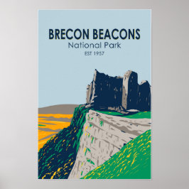 Brecon Beacons Nationalpark Wales Vintag Poster