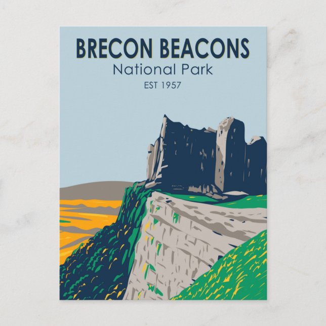 Brecon Beacons Nationalpark Wales Vintag Postkarte (Vorderseite)