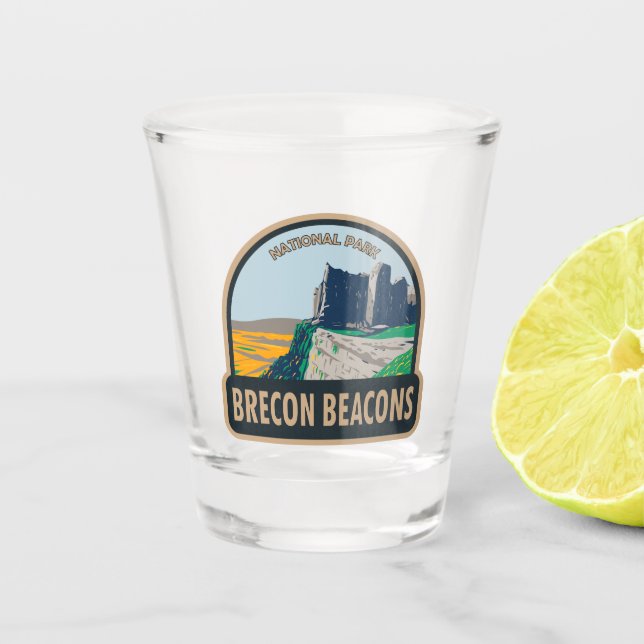 Brecon Beacons Nationalpark Wales Vintag Schnapsglas (Vorderseite)