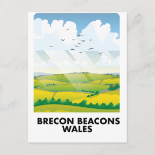 Brecon Beacons waldet Reiseplakat Postkarte