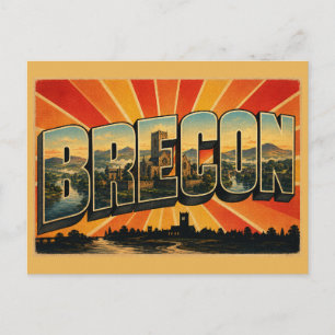 Brecon Wales Kathedrale Stadt Vintage Kunst Postkarte
